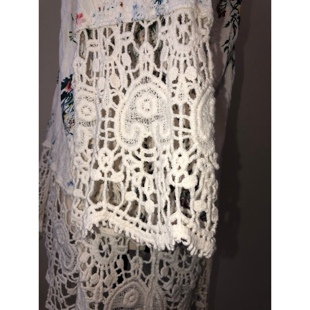 Solitaire Embroidered Kimono Size 1X Crochet Lace Cream Boho Festival Cottage - Picture 4 of 10